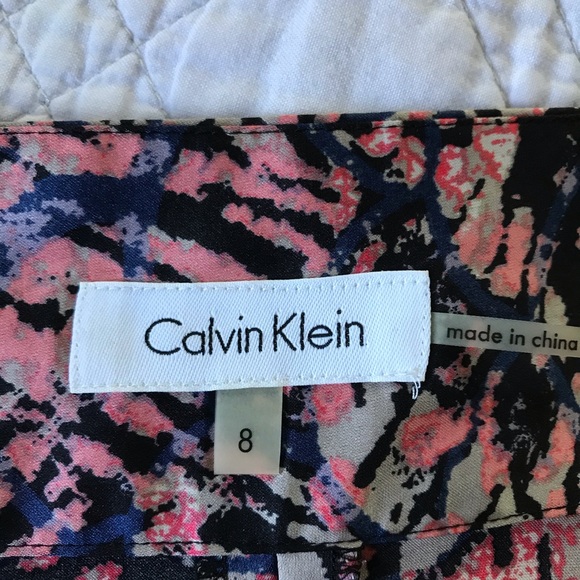 CALVIN KLEIN satin pleated front faux wrap skirt 8 - Picture 2 of 6